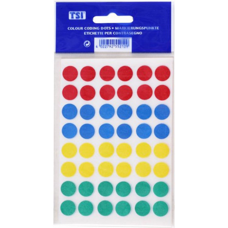TSI Väri Tarrat, 5 arkkia, 240 tarraa, Ø 9,5mm TSI Väri Tarrat, 5 arkkia, 240 tarraa, Ø 9,5mm